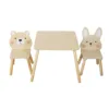 Set masuta si 2 scaunele cu spatar pentru copii din material MDF Moni Bear and Bunny Beige