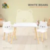 Set masuta si 2 scaunele din lemn si MDF pentru copii Moni White Bears cu picioare antiderapante