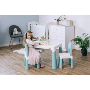 Set masuta si doua scaune pentru copii FreeON Neo cu doua sertare verde