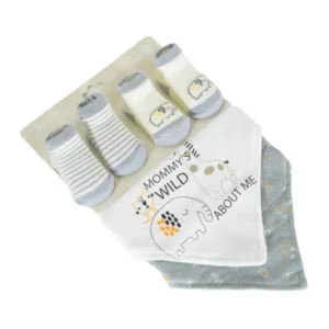 Set nou nascut cu 2 bavete si 2 perechi de sosete Cangaroo Tummy Albastru