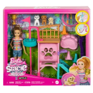 Set papusa cu 3 catelusi si accesorii