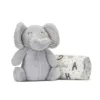 Set pãturã si jucarie Lorelli Classic Nappy 90x75 cm Elefant Gri