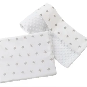 Set paturica 75x100 cm si perna 35x30 cm Minky Stars White