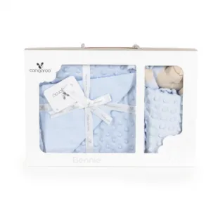Set paturica 75x100cm si jucarie de atasament Cangaroo Bennie Blue