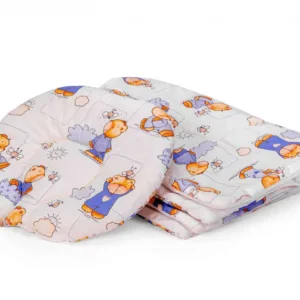 Set paturica si pernuta pentru formarea capului bebelusului SomnArt Ursuleti AlbAlbastru