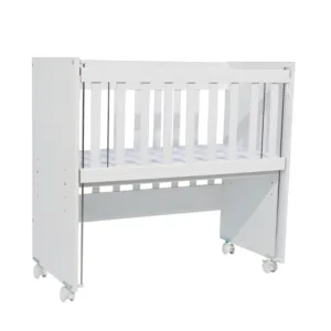 Set patut copii Nichiduta Mini Cot White cu laterala culisanta