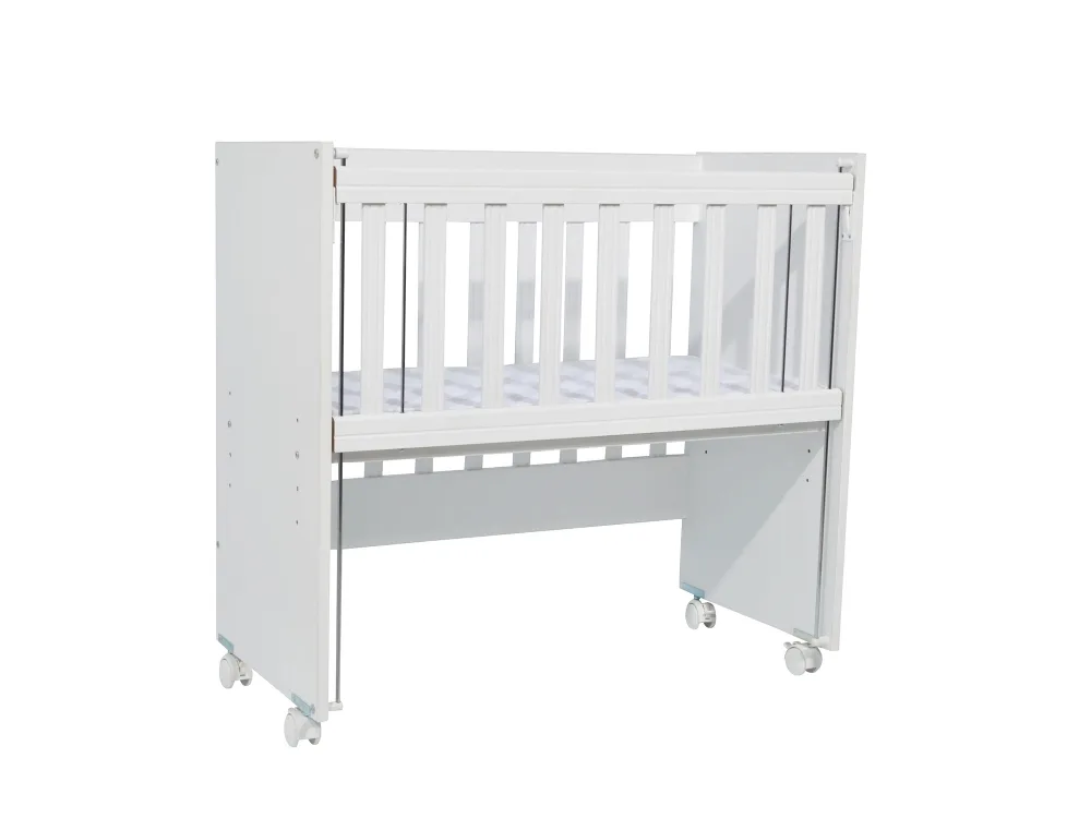Set patut copii Nichiduta Mini Cot White cu laterala culisanta
