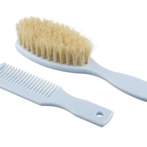 Set perie de par si pieptene Akuku cu peri naturali Bufnita Albastru