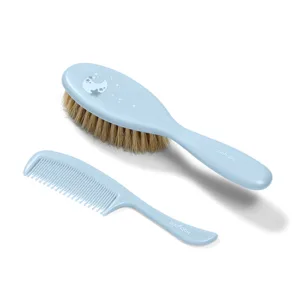 Set perie din par natural moale si pieptene Baby Ono Bleu