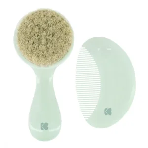 Set perie si pieptan pentru bebelusi KikkaBoo Savanna Mint cu peri naturali