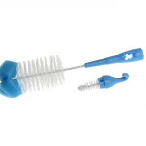 Set perii pentru biberoane si tetine Akuku Fluturas albastru cu burete incorporat