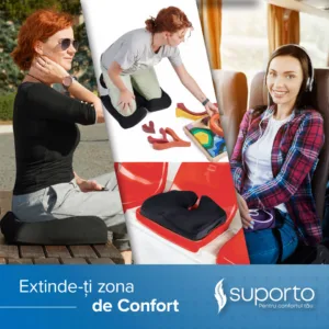 Set perna de sezut si perna lombara inalta Suporto Confort Complet Negru