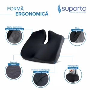 Set perna sezut si perna lombara Suporto Confort Negru