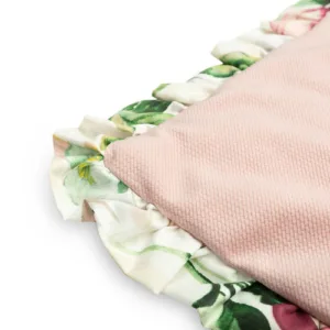 Set pernuta cu volanas si pilota pentru caruciorlandoupatut copii Sensillo Magnolia Pink cu doua fete bumbaccatifea
