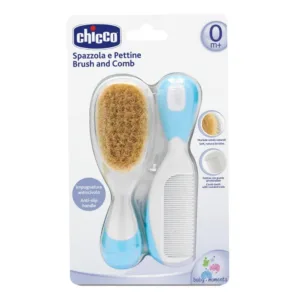 Set pieptan si perie Chicco par natural bleu