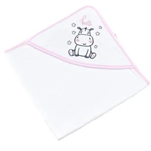 Set prosop cu capison si manusa de baie pentru copii BabyJem WhitePink