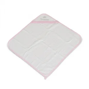 Set prosop cu gluga pentru bebelusi Cangaroo Cute Princess Pink si manusa de baie din bumbac absorbant