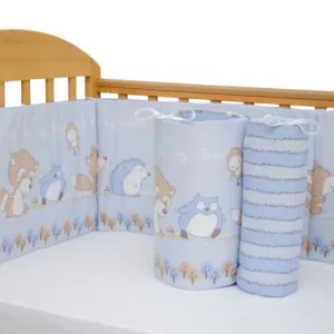 Set protectii patut Odette Blue din bumbac 63x127 cm