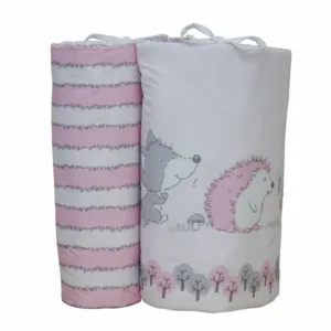Set protectii patut Odette Pink din bumbac 63x127 cm