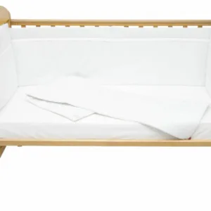 Set protectii patut alb cu dantela din bumbac 50 x 100 cm KidsDecor