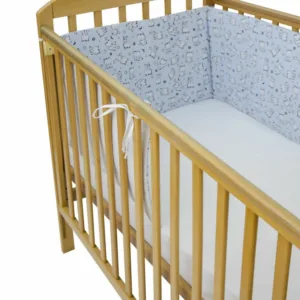 Set protectii patut din bumbac 60x120 cm Baby Bear albastru KidsDecor