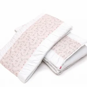 Set protectii patut din bumbac KidsDecor Pink Ducks 60x120 cm