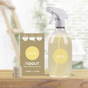 Set solutie curatare baie zero waste recipient si tablete Noout