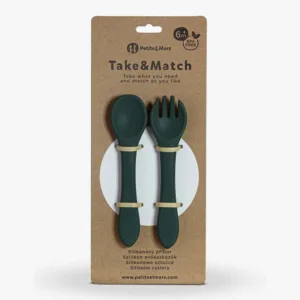Set tacamuri din silicon PetiteMars fara BPA TakeMatch 6 luni+ verde inchis