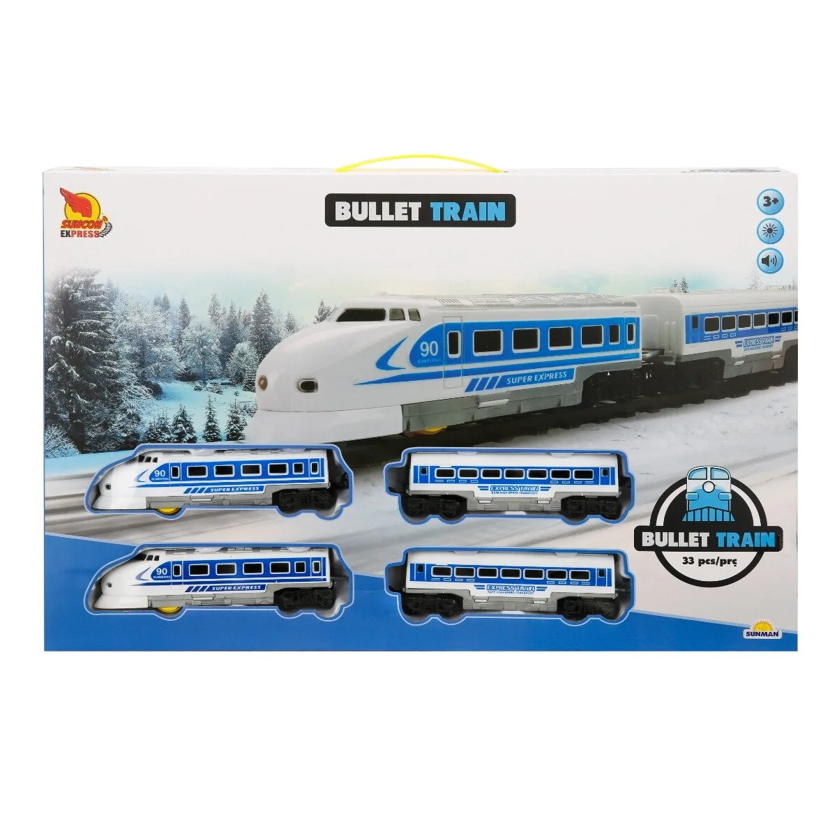 Set trenulet cu vagoane si sina