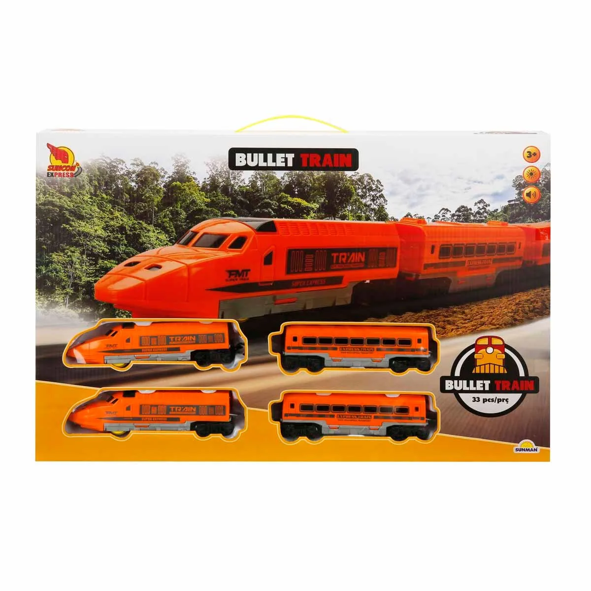 Set trenulet cu vagoane si sina