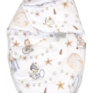 Sistem de infasare Baby swaddle din bumbac cu umplutura antialergica BabySoft Circ blue