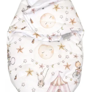 Sistem de infasare Baby swaddle din bumbac cu umplutura antialergica BabySoft Circ roz