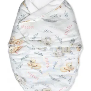 Sistem de infasare bambus inchidere velcro Baby swaddle Safari + cadou rucsacel