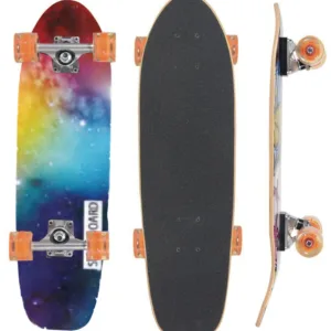 Skateboard cu platforma antiderapanta si roti luminoase LED 71x20 cm multicolor