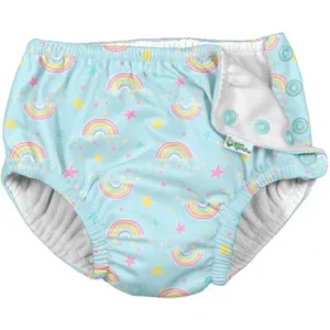 Slip copii refolosibil SPF 50+ cu capse Green Sprouts by iPlay Aqua Rainbows 24 luni