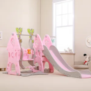 Spatiu de joaca 3 in 1 Nichiduta Garden Forest Pink cu tobogan cu protectii laterale