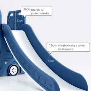 Spatiu de joaca 3 in 1 Nichiduta Garden Happy Bus Blue cu tobogan