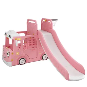 Spatiu de joaca 3 in 1 Nichiduta Garden Happy Bus Pink cu tobogan