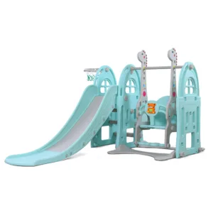 Spatiu de joaca 3 in 1 Nichiduta Garden Happy Kid Blue cu Tobogan cu trepte late si manere