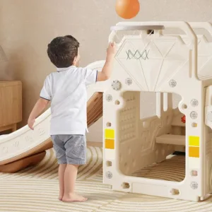 Spatiu de joaca 4 in 1 Nichiduta Happy Bus White cu saltea impermeabila din spuma