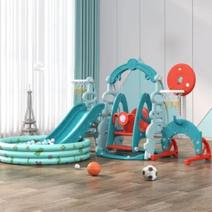 Spatiu de joaca 4in1 Nichiduta Garden Tower Arcada Blue cu leagan convertibil si bara detasabila