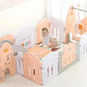 Spatiu de joaca 5 in 1 Nichiduta Crown Pink cu Leagan reglabil pe inaltime