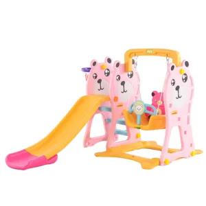 Spatiu de joaca Nichiduta Garden Bear Pink 3 in 1 cu Cos de baschet