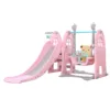 Spatiu de joaca Nichiduta Garden Castle Pink 3 in 1  cu Cos de baschet si Tobogan cu manere