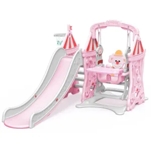 Spatiu de joaca Nichiduta Garden Circus Roz 3 in 1 cu Cos de baschet