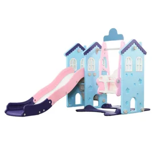 Spatiu de joaca Nichiduta Garden Happy House RozAlbastru 3 in 1 cu Cos de baschet