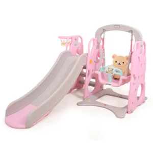 Spatiu de joaca Nichiduta Garden Moon and Stars Roz 3 in 1 cu Cos de baschet