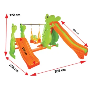 Spatiu de joaca Pilsan cu doua tobogane si leagan Playfull Dino