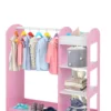 Stand pentru imbracaminte copii Ginger Home Mirror Pink cu 4 polite