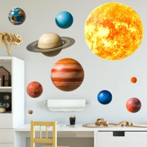 Sticker decorativ pentru copii autoadeziv Sistem solar 91x72 cm
